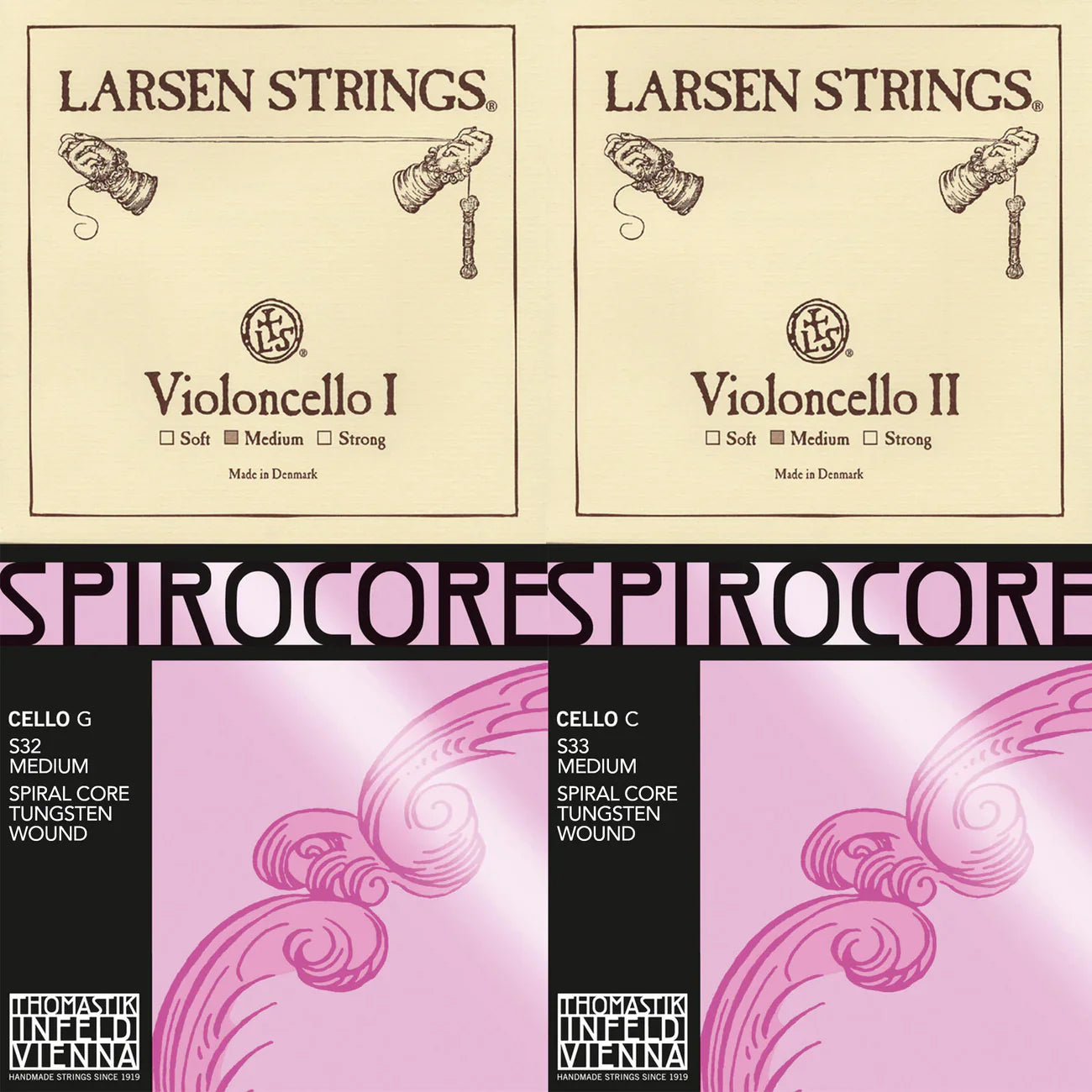 Larsen A & D, Spirocore Tungsten G & C Combo Cello String Set