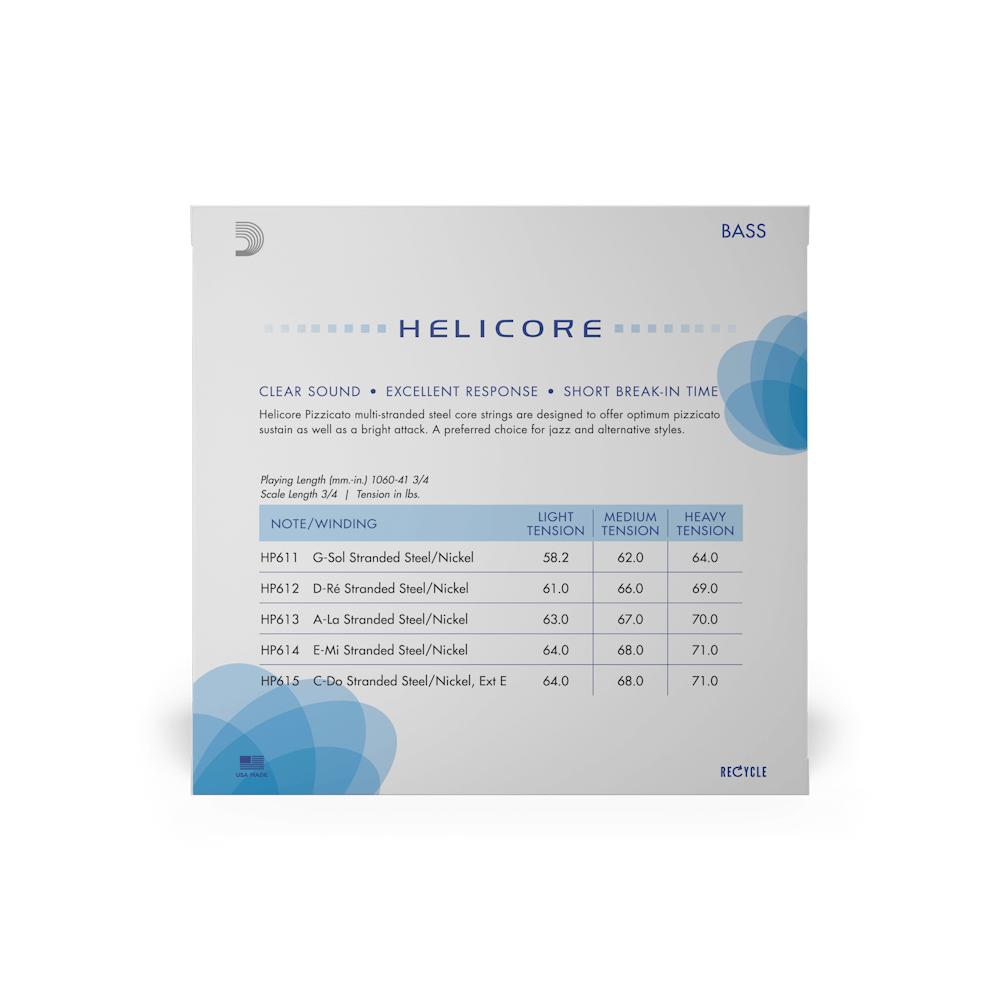D'Addario Helicore Pizzacato Double Bass Strings