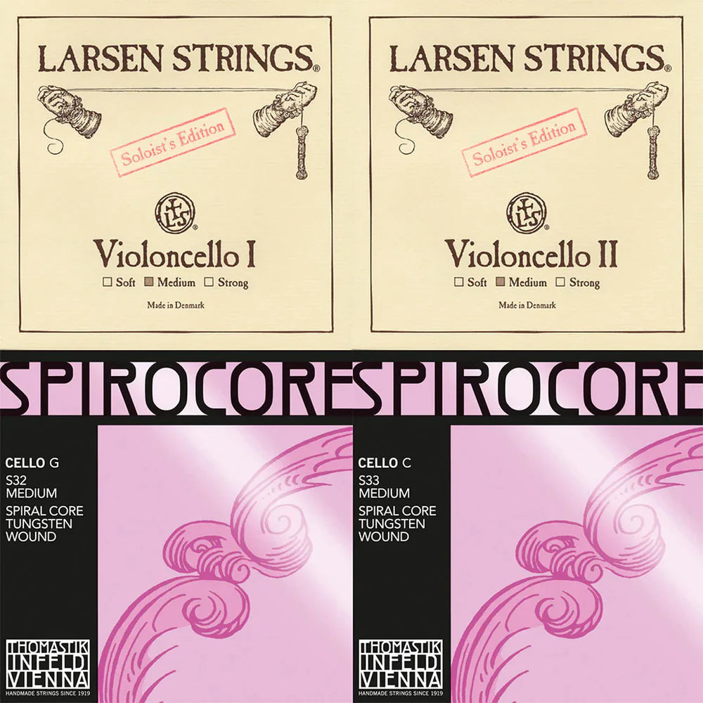 Larsen Soloist A & D, Spirocore Tungsten G & C Combo Cello String Set